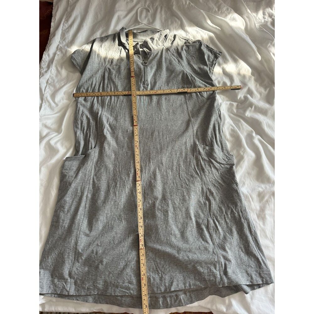 Lululemon Gray Cotton Blend Dress Size L Half Zip Pockets Short Sleeve - Picture 5 of 5